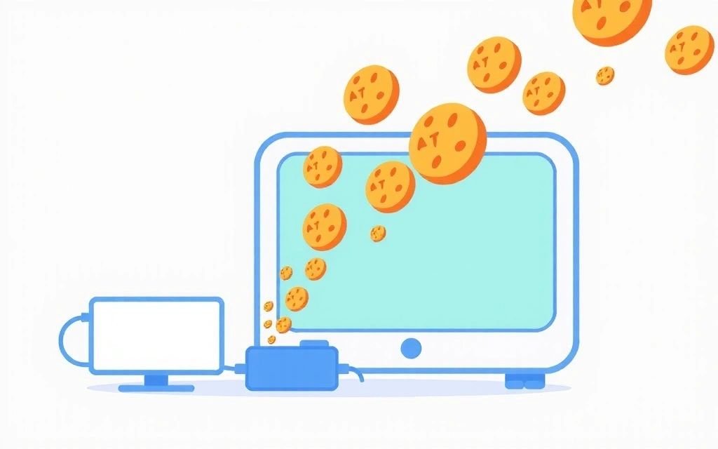 Ilustrace souborů cookie jako malých digitálních balíčků dat